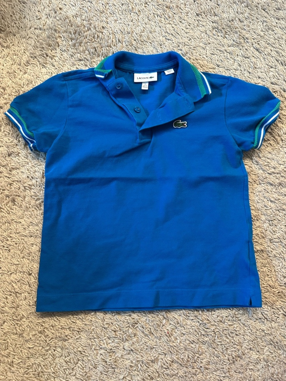 Lacoste Boys' Blue Short-Sleeve Polo Shirt 5 5T xs